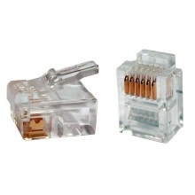 Hyperline PLUG-6P6C-P-C2-100 Телефонный разъем RJ-12(6P6C) (3 µ/ 3 микродюйма) (100 шт)