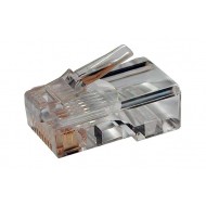 Hyperline PLUG-8P8C-U-C5-100 Разъем RJ-45(8P8C) под витую пару, категория 5e (50 µ/ 50 микродюймов), универсальный (для одножильного и многожильного кабеля) (100 шт)