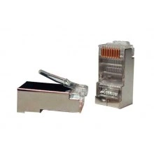 Hyperline PLUG-8P8C-U-C5-SH-100 Разъем RJ-45(8P8C) под витую пару, категория 5e (50 µ/ 50 микродюймов), экранированный, универсальный (для одножильного и многожильного кабеля) (100 шт)