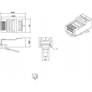 Hyperline PLUG-8P8C-U-C5-SH-100 Разъем RJ-45(8P8C) под витую пару, категория 5e (50 µ/ 50 микродюймов), экранированный, универсальный (для одножильного и многожильного кабеля) (100 шт) Hyperline PLUG-8P8C-U-C5-SH-100 Разъем RJ-45(8P8C) под витую пару, категория 5e (50 µ/ 50 микродюймов), экранированный, универсальный (для одножильного и многожильного кабеля) (100 шт)