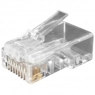 Hyperline PLUG-8P8C-U-C6-100 Разъем RJ-45(8P8C) под витую пару, категория 6 (50 µ/ 50 микродюймов), универсальный (для одножильного и многожильного кабеля) (100 шт)