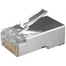 Hyperline PLUG-8P8C-U-C6-SH-100 Разъем RJ-45(8P8C) под витую пару, категория 6 (50 µ/ 50 микродюймов), экранированный, универсальный (для одножильного и многожильного кабеля) (100 шт)