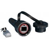 Hyperline PLUG-IE-8P8C-PV-C6-SH Промышленный разъем RJ-45 (8P8C) под витую пару, IP67, категория 6, с защитной крышкой, экранированный (SH)