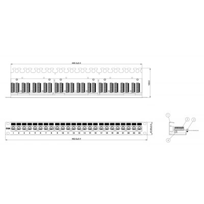 Hyperline PP2-19-24-8P8C-C6A-110D Патч-панель 19, 1U, 24 порта RJ-45, неэкранированная, категория 6A, Dual IDC Hyperline PP2-19-24-8P8C-C6A-110D Патч-панель 19, 1U, 24 порта RJ-45, неэкранированная, категория 6A, Dual IDC