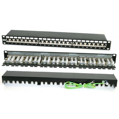 Hyperline PP2-19-24-8P8C-C6A-SH-110D Патч-панель 19, 1U, 24 порта RJ-45 полн. экран., категория 6A, Dual IDC