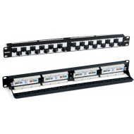 Hyperline PP2A-19-24S-8P8C-C6-110 Патч-панель 19, 1U, с угловыми портами, 24 порта RJ-45, категория 6, Dual IDC