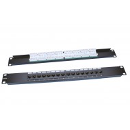 Hyperline PP3-19-16-8P8C-C5E-110D Патч-панель 19, 1U, 16 портов RJ-45, категория 5e, Dual IDC, ROHS, цвет черный