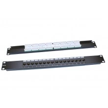 Hyperline PP3-19-16-8P8C-C5E-110D Патч-панель 19, 1U, 16 портов RJ-45, категория 5e, Dual IDC, ROHS, цвет черный