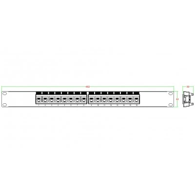 Hyperline PP3-19-16-8P8C-C5E-110D Патч-панель 19, 1U, 16 портов RJ-45, категория 5e, Dual IDC, ROHS, цвет черный Hyperline PP3-19-16-8P8C-C5E-110D Патч-панель 19, 1U, 16 портов RJ-45, категория 5e, Dual IDC, ROHS, цвет черный