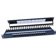 Hyperline PP3-19-16-8P8C-C6-110D Патч-панель 19, 1U, 16 портов RJ-45, категория 6, Dual IDC, ROHS, цвет черный (задний кабельный организатор в комплекте)
