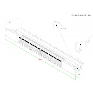 Hyperline PP3-19-16-8P8C-C6-110D Патч-панель 19, 1U, 16 портов RJ-45, категория 6, Dual IDC, ROHS, цвет черный (задний кабельный организатор в комплекте) Hyperline PP3-19-16-8P8C-C6-110D Патч-панель 19, 1U, 16 портов RJ-45, категория 6, Dual IDC, ROHS, цвет черный (задний кабельный организатор в комплекте)