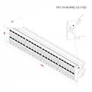 Hyperline PP3-19-48-8P8C-C6-110D Патч-панель 19, 2U, 48 портов RJ-45, категория 6, Dual IDC, ROHS, цвет черный (задний кабельный организатор в комплекте) Hyperline PP3-19-48-8P8C-C6-110D Патч-панель 19, 2U, 48 портов RJ-45, категория 6, Dual IDC, ROHS, цвет черный (задний кабельный организатор в комплекте)