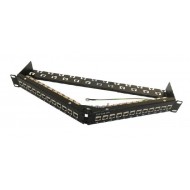 Hyperline PPBL5A-19-48-RM Модульная патч-панель 19, 48 портов, угловая, 2U, для неэкранированных модулей Keystone Jack, с 2-мя задними кабельными организаторами (без модулей)