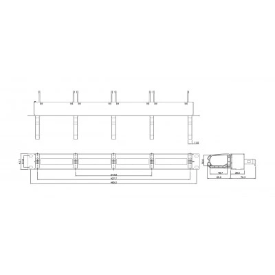 Hyperline PPTR-19-4CU-RNG-STL Патч-панель 19 для претерминированных медных и оптических кассет, 4 слота под кассеты, 1U, с 5 пластиковыми кольцами для горизонтальной прокладки кабеля Hyperline PPTR-19-4CU-RNG-STL Патч-панель 19 для претерминированных медных и оптических кассет, 4 слота под кассеты, 1U, с 5 пластиковыми кольцами для горизонтальной прокладки кабеля