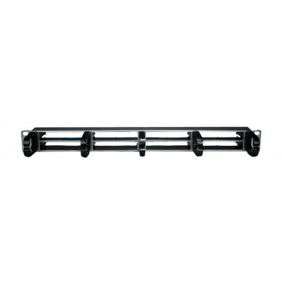 Hyperline PPTR-19-8CU-RNG-STL Патч-панель 19 для претерминированных медных и оптических кассет, 8 слотов под кассеты, 1U, с 5 пластиковыми кольцами для горизонтальной прокладки кабеля