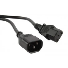 Hyperline PWC-IEC13-IEC14-5.0-BK Кабель питания монитор-компьютер IEC 320 C13 - IEC 320 C14 (3x1.0), 10A, прямая вилка, 5м, цвет черный (ПВС-АП-3*1,0-250-C13C14-10-5,0 ГОСТ 30851.1-2002 (МЭК 60320-1:1994))