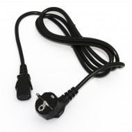 Hyperline PWC-IEC13-SHM-1.0-BK Кабель питания компьютера (Schuko+C13) (3x0.75), 10A, угловая вилка, 1м, цвет черный (ПВС-АП-3*0,75-250-S22C13-10-1,0 ГОСТ 28244-96)