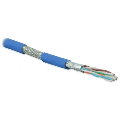 Hyperline SFTP4-C6A-S23-IN-LSZH-BL-500 (500 м) Кабель витая пара, экранированная (S/FTP), категория 6a, 4 пары (23 AWG), одножильный (solid), каждая пара в фольге, общий экран - медная оплетка, для внутренней прокладки, нг(A)-HF, –20°C – +60°C, синий