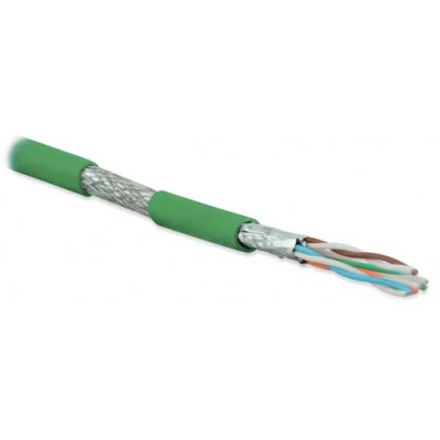 Hyperline SFTP4-C6A-S23-IN-LSZH-GN-500 (500 м) Кабель витая пара, экранированная (S/FTP), категория 6a, 4 пары (23 AWG), одножильный (solid), каждая пара в фольге, общий экран - медная оплетка, для внутренней прокладки, нг(A)-HF, –20°C – +60°C, зеленый
