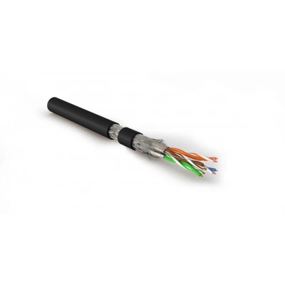 Hyperline SFTP4-C7-P26-IN-LSZH-BK-500 (500 м) Кабель витая пара, экранированная S/FTP, категория 7 (600 MHz), 4 пары (26 AWG), многожильный (patch), LSZH, нг(A)-HF, черный