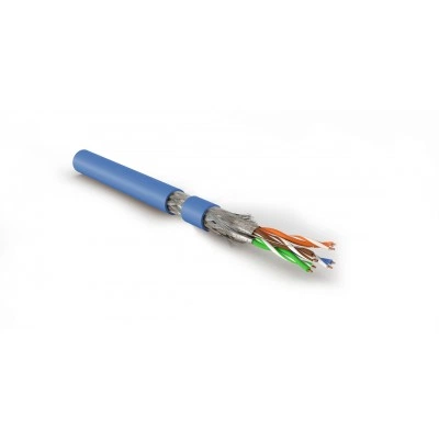 Hyperline SFTP4-C7-P26-IN-LSZH-BL-500 (500 м) Кабель витая пара, экранированная S/FTP, категория 7 (600 MHz), 4 пары (26 AWG), многожильный (patch), LSZH, нг(A)-HF, синий