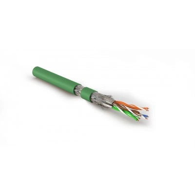 Hyperline SFTP4-C7-P26-IN-LSZH-GN-500 (500 м) Кабель витая пара, экранированная S/FTP, категория 7 (600 MHz), 4 пары (26 AWG), многожильный (patch), LSZH, нг(A)-HF, зеленый