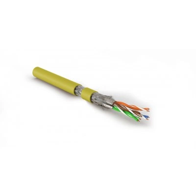 Hyperline SFTP4-C7-P26-IN-LSZH-YL-500 (500 м) Кабель витая пара, экранированная S/FTP, категория 7 (600 MHz), 4 пары (26 AWG), многожильный (patch), LSZH, нг(A)-HF, желтый