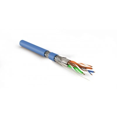 Hyperline SFTP4-C7-S23-IN-LSZH-BL-500 (500 м) Кабель витая пара, экранированная S/FTP, категория 7(600MHz), 4 пары (23 AWG), одножильный (solid), LSZH (нг(А)-HF), синий Hyperline SFTP4-C7-S23-IN-LSZH-BL-500 (500 м) Кабель витая пара, экранированная S/FTP, категория 7(600MHz), 4 пары (23 AWG), одножильный (solid), LSZH (нг(А)-HF), синий