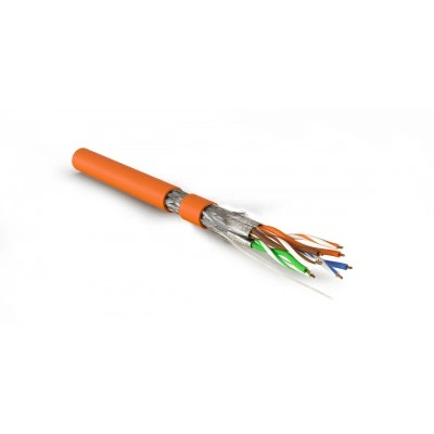 Hyperline SFTP4-C7-S23-IN-LSZH-OR-500 (500 м) Кабель витая пара, экранированная S/FTP, категория 7(600MHz), 4 пары (23 AWG), одножильный (solid), LSZH (нг(А)-HF), оранжевый