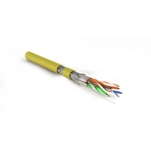 Hyperline SFTP4-C7-S23-IN-LSZH-YL-500 (500 м) Кабель витая пара, экранированная S/FTP, категория 7(600MHz), 4 пары (23 AWG), одножильный (solid), LSZH (нг(А)-HF), желтый