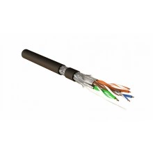 Hyperline SFTP4-C7A-S23-OUT-PE-BK-500 (500 м) Кабель витая пара, экранированная (S/FTP), категория 7A, 4 пары (23AWG), одножильный (solid), каждая пара в фольге, общий экран - оплетка, PE, черный