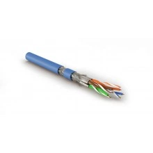 Hyperline SFTP4-C8.1-S23-IN-LSZH-BL-500 (500 м) Кабель витая пара, экранированная S/FTP, категория 8.1 (Класс I, 2000MHz), 4 пары (23 AWG), одножильный (solid), LSZH (нг(А)-HF), –40°C – +80°C, синий