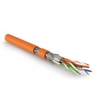 Hyperline SFTP4-C8.1-S23-IN-LSZH-OR-500 (500 м) Кабель витая пара, экранированная S/FTP, категория 8.1 (Класс I, 2000MHz), 4 пары (23 AWG), одножильный (solid), LSZH (нг(А)-HF), –40°C – +80°C, оранжевый