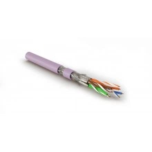 Hyperline SFTP4-C8.1-S23-IN-LSZH-PK-500 (500 м) Кабель витая пара, экранированная S/FTP, категория 8.1 (Класс I, 2000MHz), 4 пары (23 AWG), одножильный (solid), LSZH (нг(А)-HF), –40°C – +80°C, розовый