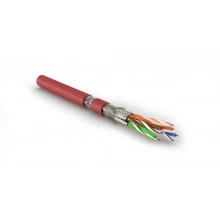 Hyperline SFTP4-C8.1-S23-IN-LSZH-RD-500 (500 м) Кабель витая пара, экранированная S/FTP, категория 8.1 (Класс I, 2000MHz), 4 пары (23 AWG), одножильный (solid), LSZH (нг(А)-HF), –40°C – +80°C, красный