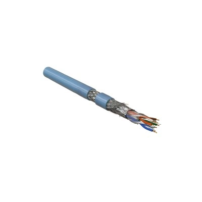 Hyperline SFUTP4-C5E-P26-IN-LSZH-BL-305 (305 м) Кабель витая пара, экранированная SF/UTP, категория 5e, 4 пары (26 AWG), многожильный (patch), экран-фольга+мед. оплетка, LSZH, –20°C–+75°C, синий Hyperline SFUTP4-C5E-P26-IN-LSZH-BL-305 (305 м) Кабель витая пара, экранированная SF/UTP, категория 5e, 4 пары (26 AWG), многожильный (patch), экран-фольга+мед. оплетка, LSZH, –20°C–+75°C, синий