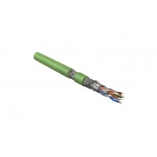 Hyperline SFUTP4-C5E-P26-IN-LSZH-GN-305 (305 м) Кабель витая пара, экранированная SF/UTP, категория 5e, 4 пары (26 AWG), многожильный (patch), экран-фольга+мед. оплетка, LSZH, –20°C–+75°C, зеленый