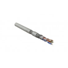 Hyperline SFUTP4-C5E-P26-IN-LSZH-GY-305 (305 м) Кабель витая пара, экранированная SF/UTP, категория 5e, 4 пары (26 AWG), многожильный (patch), экран-фольга+мед. оплетка, LSZH, –20°C–+75°C, серый