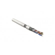 Hyperline SFUTP4-C5E-P26-IN-LSZH-WH-305 (305 м) Кабель витая пара, экранированная SF/UTP, категория 5e, 4 пары (26 AWG), многожильный (patch), экран-фольга+мед. оплетка, LSZH, –20°C–+75°C, белый
