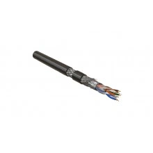 Hyperline SFUTP4-C5E-P26-IN-PVC-BK-305 (305 м) Кабель витая пара, экранированная SF/UTP, категория 5e, 4 пары (26 AWG), многожильный (patch), экран - фольга + медная оплетка, PVC, –20°C – +75°C, черный