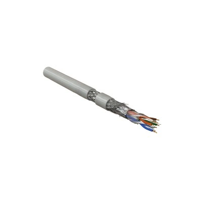 Hyperline SFUTP4-C5E-P26-IN-PVC-GY-305 (305 м) Кабель витая пара, экранированная SF/UTP, категория 5e, 4 пары (26 AWG), многожильный (patch), экран - фольга + медная оплетка, PVC, –20°C – +75°C, серый