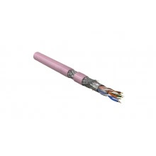 Hyperline SFUTP4-C5E-P26-IN-PVC-PK-305 (305 м) Кабель витая пара, экранированная SF/UTP, категория 5e, 4 пары (26 AWG), многожильный (patch), экран - фольга + медная оплетка, PVC, –20°C – +75°C, розовый