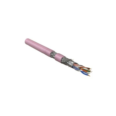 Hyperline SFUTP4-C5E-P26-IN-PVC-PK-305 (305 м) Кабель витая пара, экранированная SF/UTP, категория 5e, 4 пары (26 AWG), многожильный (patch), экран - фольга + медная оплетка, PVC, –20°C – +75°C, розовый Hyperline SFUTP4-C5E-P26-IN-PVC-PK-305 (305 м) Кабель витая пара, экранированная SF/UTP, категория 5e, 4 пары (26 AWG), многожильный (patch), экран - фольга + медная оплетка, PVC, –20°C – +75°C, розовый