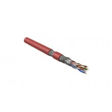 Hyperline SFUTP4-C5E-P26-IN-PVC-RD-305 (305 м) Кабель витая пара, экранированная SF/UTP, категория 5e, 4 пары (26 AWG), многожильный (patch), экран - фольга + медная оплетка, PVC, –20°C – +75°C, красный