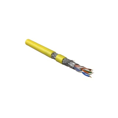 Hyperline SFUTP4-C5E-P26-IN-PVC-YL-305 (305 м) Кабель витая пара, экранированная SF/UTP, категория 5e, 4 пары (26 AWG), многожильный (patch), экран - фольга + медная оплетка, PVC, –20°C – +75°C, желтый Hyperline SFUTP4-C5E-P26-IN-PVC-YL-305 (305 м) Кабель витая пара, экранированная SF/UTP, категория 5e, 4 пары (26 AWG), многожильный (patch), экран - фольга + медная оплетка, PVC, –20°C – +75°C, желтый