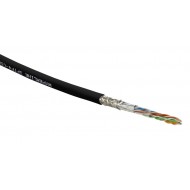 Hyperline SFUTP4-C5E-S24-IN-LSZH-BK-305 (305 м) Кабель витая пара SF/UTP, категория 5e, 4 пары (24 AWG), одножильный (solid), экран - фольга + медная оплетка, LSZH, –20°C – +75°C, черный - гарантия:15 лет компонентная, 25 лет системная