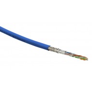 Hyperline SFUTP4-C5E-S24-IN-LSZH-BL-305 (305 м) Кабель витая пара SF/UTP, категория 5e, 4 пары (24 AWG), одножильный (solid), экран - фольга + медная оплетка, LSZH, –20°C – +75°C, синий - гарантия:15 лет компонентная, 25 лет системная