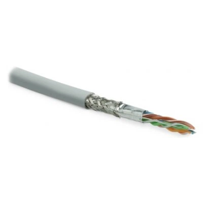 Hyperline SFUTP4-C5E-S24-IN-LSZH-GY-305 (305 м) Кабель витая пара SF/UTP, категория 5e, 4 пары (24 AWG), одножильный (solid), экран - фольга + медная оплетка, LSZH, –20°C – +75°C, серый - гарантия:15 лет компонентная; 25 лет системная