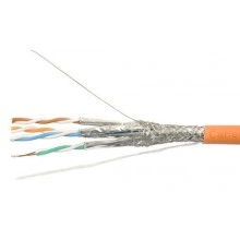 Hyperline SFUTP4-C5E-S24-IN-LSZH-OR-305 (305 м) Кабель витая пара SF/UTP, категория 5e, 4 пары (24 AWG), одножильный (solid), экран - фольга + медная оплетка, LSZH, –20°C – +75°C, оранжевый - гарантия:15 лет компонентная; 25 лет системная