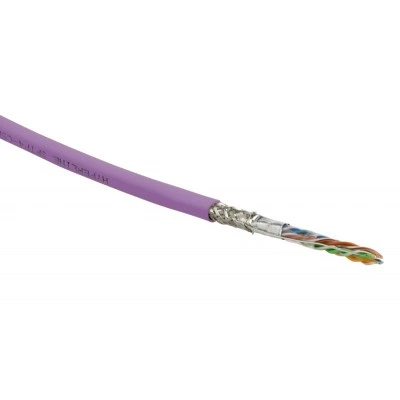 Hyperline SFUTP4-C5E-S24-IN-LSZH-PK-305 (305 м) Кабель витая пара SF/UTP, категория 5e, 4 пары (24 AWG), одножильный (solid), экран - фольга + медная оплетка, LSZH, –20°C – +75°C, розовый - гарантия:15 лет компонентная, 25 лет системная